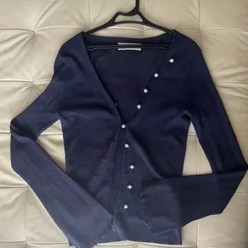 Lily Brown 네이비 가디건 펄 벨 슬리브