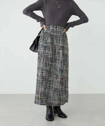 natural couture MIX 트위드 하이웨스트 타이트 스커트