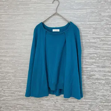 앙데팡당 오피스 케이프풍 슬리브리스 상의 블루 캐주얼