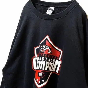 길단 레슬링 챔피온 로고 맨투맨 트레이닝복 블랙 L 구제 의류