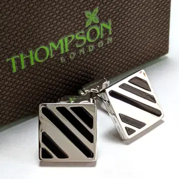 tsc191 영국제 톰슨 커프스 링크 실버 x 블랙 오닉스 스퀘어