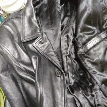 가죽 더블 브레스트 아우터 블랙