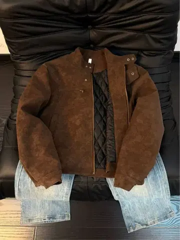 브라운 스웨이드풍 자켓
