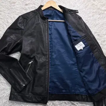 새상품급 다케오 키쿠치 램 가죽 라이더 자켓 바이컬러 블랙 양가죽