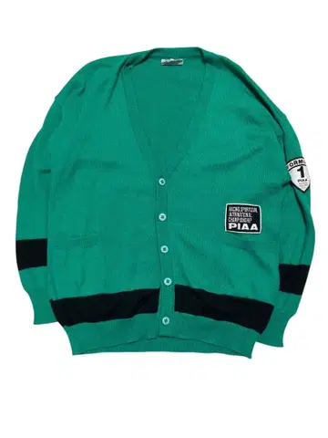 새상품급 RACING PIAA 그린 V넥 가디건 유럽 구제 의류