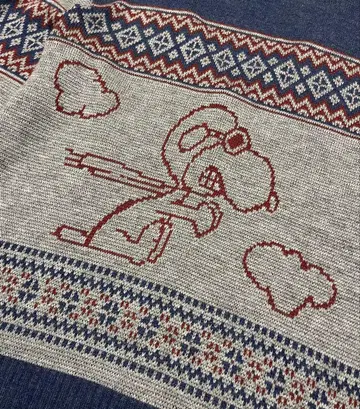 일본제 스누피 맥그리거 피넛 자카드 가디건 구제 의류 XL