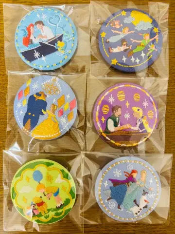 디즈니 자수 캔뱃지 라푼젤 푸우 피터팬 안나 아리엘 미녀와 야수