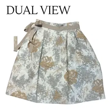 [컨디션 최상] 듀얼뷰 플레어 스커트 꽃무늬 베이지 계열 S 포멀