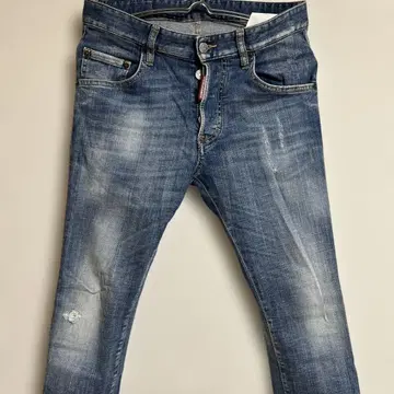 DSQUARED2 데미지 블루 스키니 데님