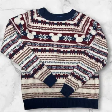 도쿄 디즈니 리조트 한정판 미키 패턴 노르딕 니트 L 사이즈