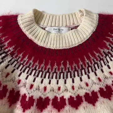 하트 페어 아일 니트 풀오버 [ RED ]