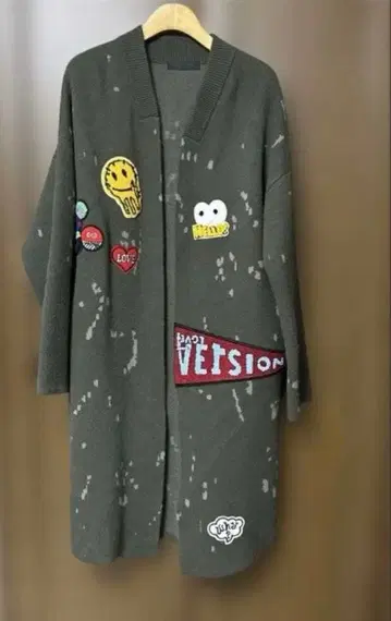 스콧 클럽 와펜 니트 롱 자켓 가디건 코트