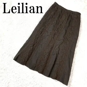 Leilian 레리안 롱 자수 스커트 브라운 7 B7023