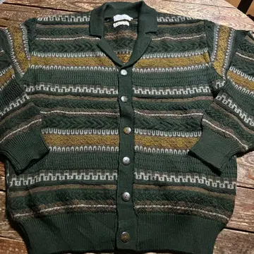 E SHOP 이.샵 스트라이프 울 니트 가디건 그린 M 사이즈