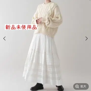 새상품*natural by clip*턱 레이스 개더 스커트