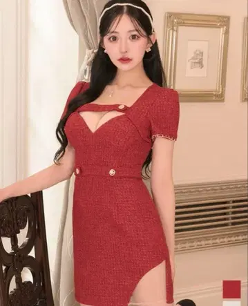 [ Jewels ] 빨간색 컷 아웃 타이트 드레스