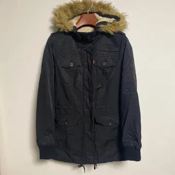 리바이스 블랙 모즈 코트 퍼 포함 M