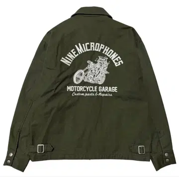 Nine Microphones 바이커풍 자켓 올리브 그린