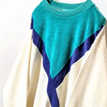 USA제 일리 맨투맨 트레이닝복 화이트 흰색 그린 녹색 L 구제 의류