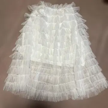 Narcissus 프릴 롱 스커트 화이트