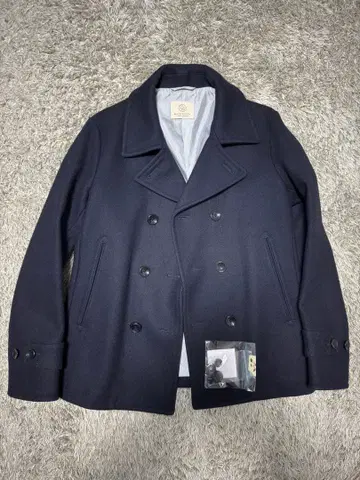 유나이티드 애로우즈 남성용 네이비 피 코트 울 사이즈 L