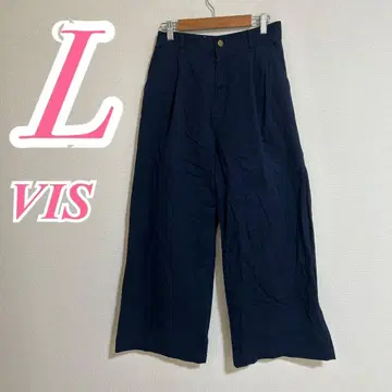 VIS 비스 네이비 와이드 팬츠 L 캐주얼 롱 팬츠