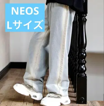 NEOS 스트레이트 데님 라이트 블루 페이드 가공