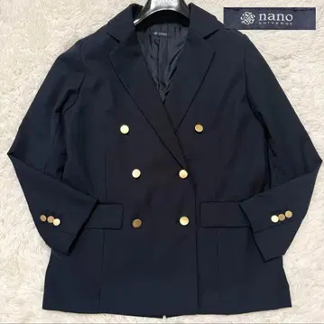 미사용급 나노 유니버스 테일러드 자켓 네이비 금 버튼 더블 브레스트