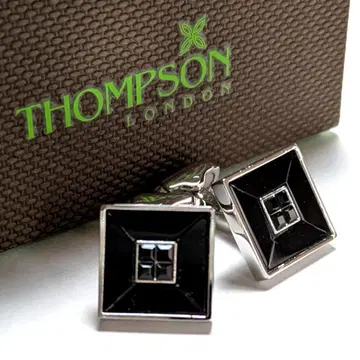 tsc196 영국제 톰슨 커프스 링크 실버 x 블랙 오닉스/유리