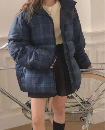 체크 다운 자켓