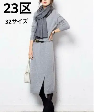 [새상품급] 23구 그레이 니트 원피스 긴팔 슬릿 캐시미어 혼합