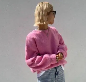 오버사이즈 니트 스웨터 핑크