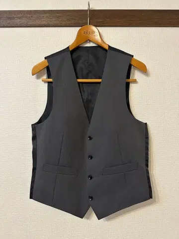 [울 혼방/M 사이즈] 남성용 수트 베스트 지레 그레이 x 블랙 새상품급
