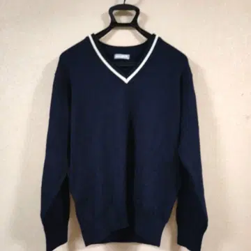 여성용 네이비 V넥 스웨터 L 사이즈 스쿨 타이거