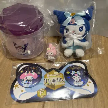 산리오 복권 봉제 인형 참 캐니스터 쿠로미 캔뱃지 덤