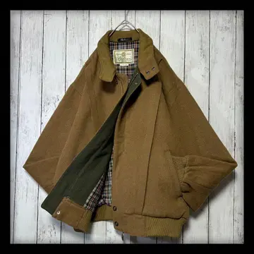 [ 빈티지 해링턴 자켓 ] 캐시미어 혼방 울 안감 체크 짧은 기장 L