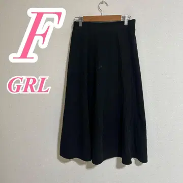 GRL 그레일 블랙 플레어 롱 스커트 F 깔끔함 케어 택 불분명