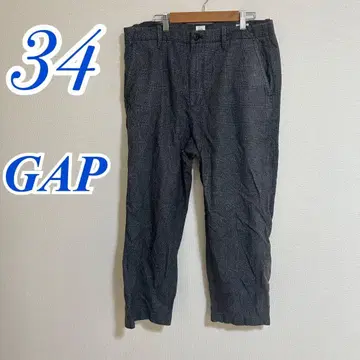 GAP 갭 그레이 팬츠 와이드 팬츠 체크 롱 기장 면