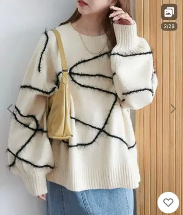 discoat 멜란지얀 선 패턴 풀오버 아이보리