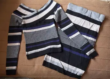 리젝시 resexxy 보더 오프숄더 니트 타이트 셋업 F 믹스