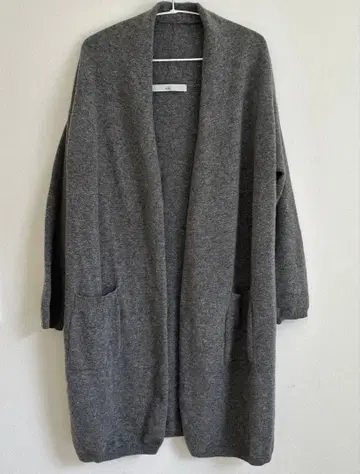 Tiara 릴랙스 롱 가디건 그레이 캐시미어 울