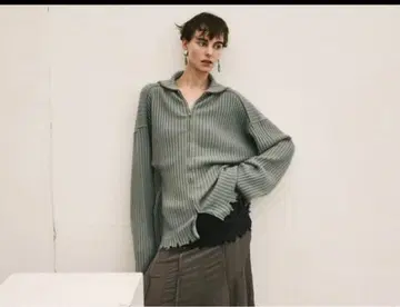 CURRENTAGE 카렌테이지 지퍼 니트 다크 그레이