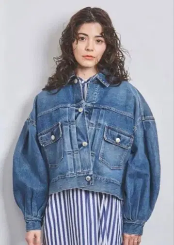 HYKE 벌룬 슬리브 데님 자켓 사이즈 1