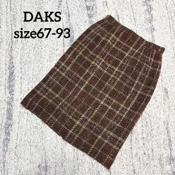 [ 닥스 ] 스커트 체크 무늬 브라운 계열 울 67-93 무릎 기장 성인