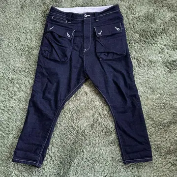 네이탈 디자인 G55 다크 네이비 플랩 사루엘 데님 팬츠 W32