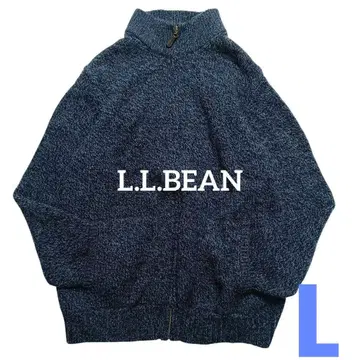 엘엘빈 집업 니트 모크넥 스웨터 네이비 울 100%