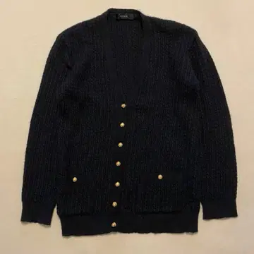 잉게보그 알파카 100% 가디건 금장 버튼 블랙 케이블 짜임
