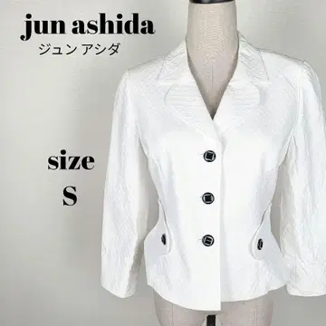[ a1194 ] 준 아시 다 테일러드 자켓 7부 소매 화이트 7
