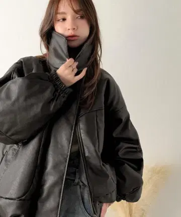 클래식 엘프 충전솜 인조 가죽 몬스터 오버 사이즈 블루종