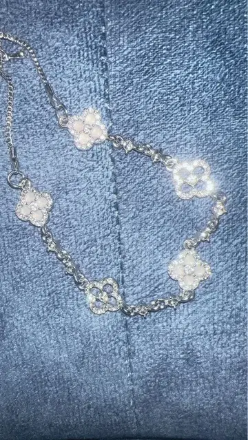 꽃 모티브 실버 팔찌